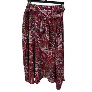 TALBOTS Paisley Print Purple Tie Waist Midi Skirt / 20
